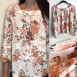 LAUREN CONRAD Floral Peasant Blouse in Size XS